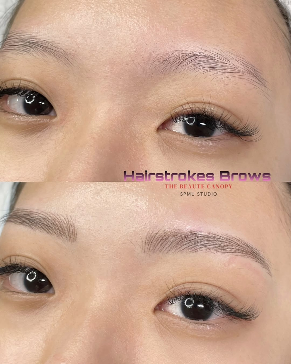 Before & after The Beaute Canopy Hairstrokes Brows