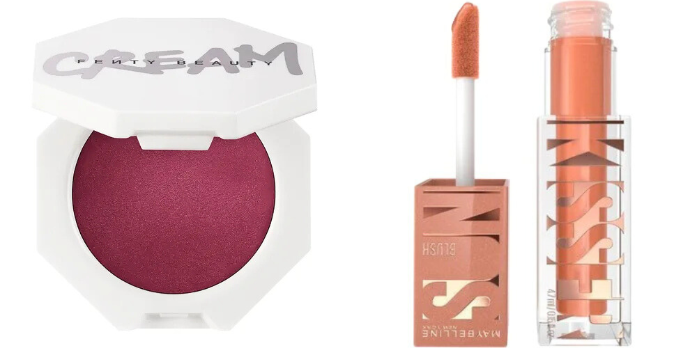 Fenty Beauty Cheeks Out Freestyle Cream Blush "Raisin Standardz", Maybelline Sunkisser "01 Downtown Rush"