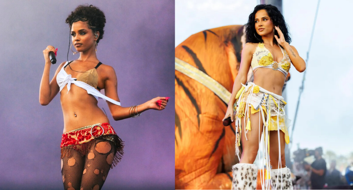 Tyla and Becky G at Coachella 2025