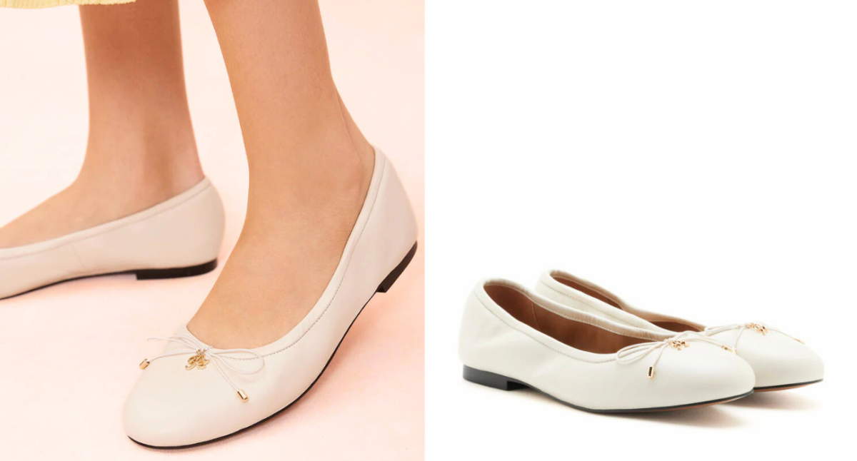 Melanie Accent Bow Ballerinas - Beige, S$86