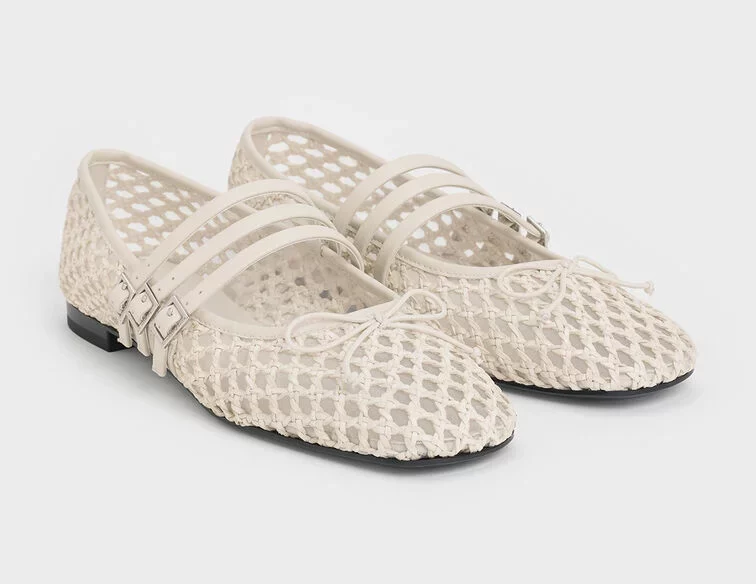 Woven Triple-Strap Mary Janes, S$69.90