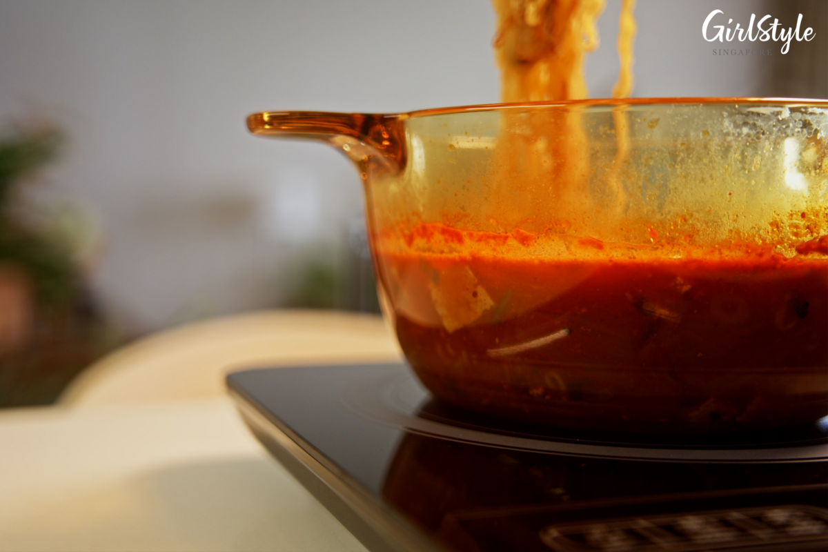 IH Visions Glass Cookware on induction stove