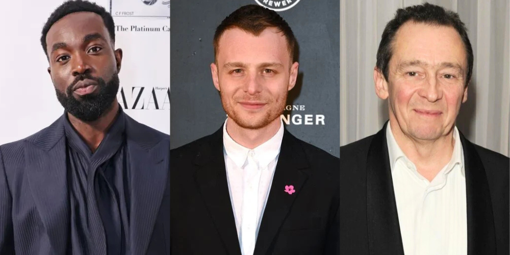 From left: Paapa Essiedu as Severus Snape, Luke Thallon as Professor Quirrell, Paul Whitehouse as Argus Filch
