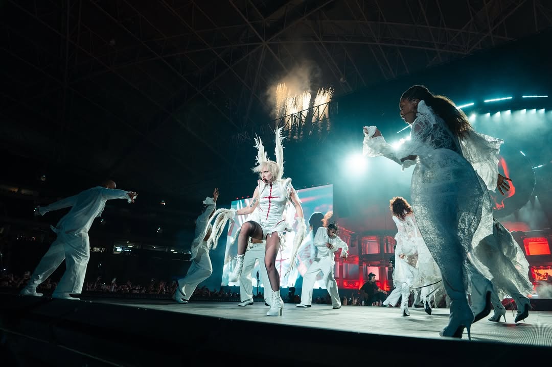 Lady Gaga performing "Bad Romance" at Singapore's National Stadium on 18 May