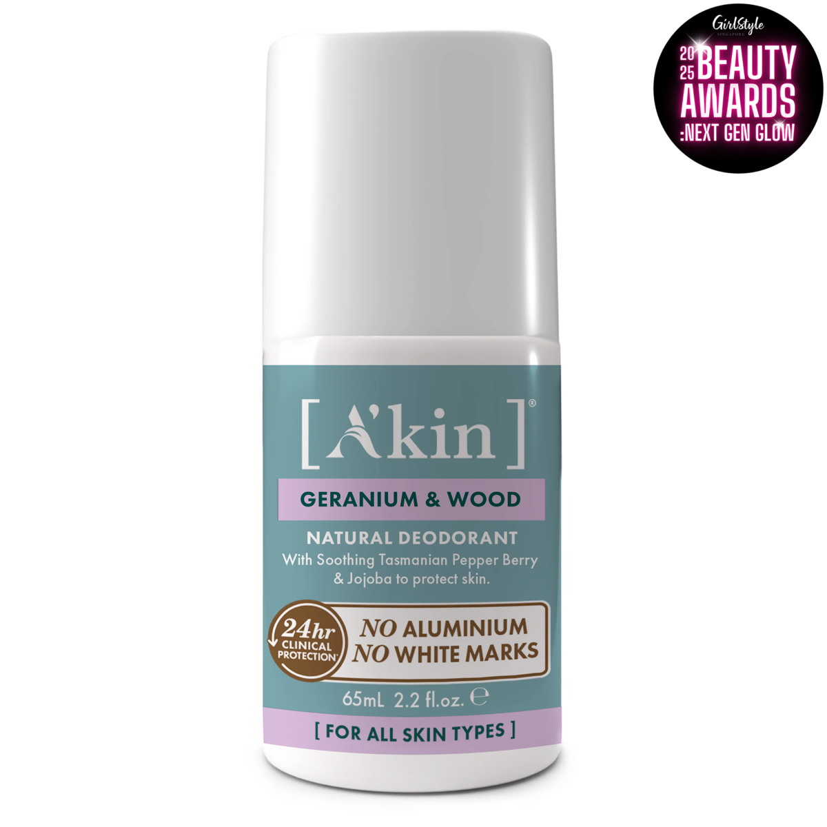 A'kin Geranium & Wood Roll-On Deodorant