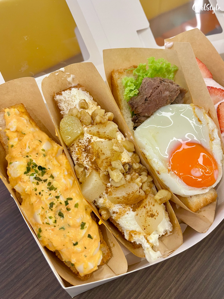 Egg Salad, White Peach, and Beef Steak Sandos