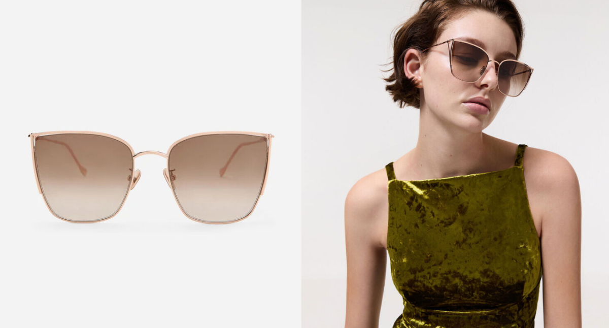 Charles & Keith Shea Metallic-Rim Square Sunglasses - Rose Gold