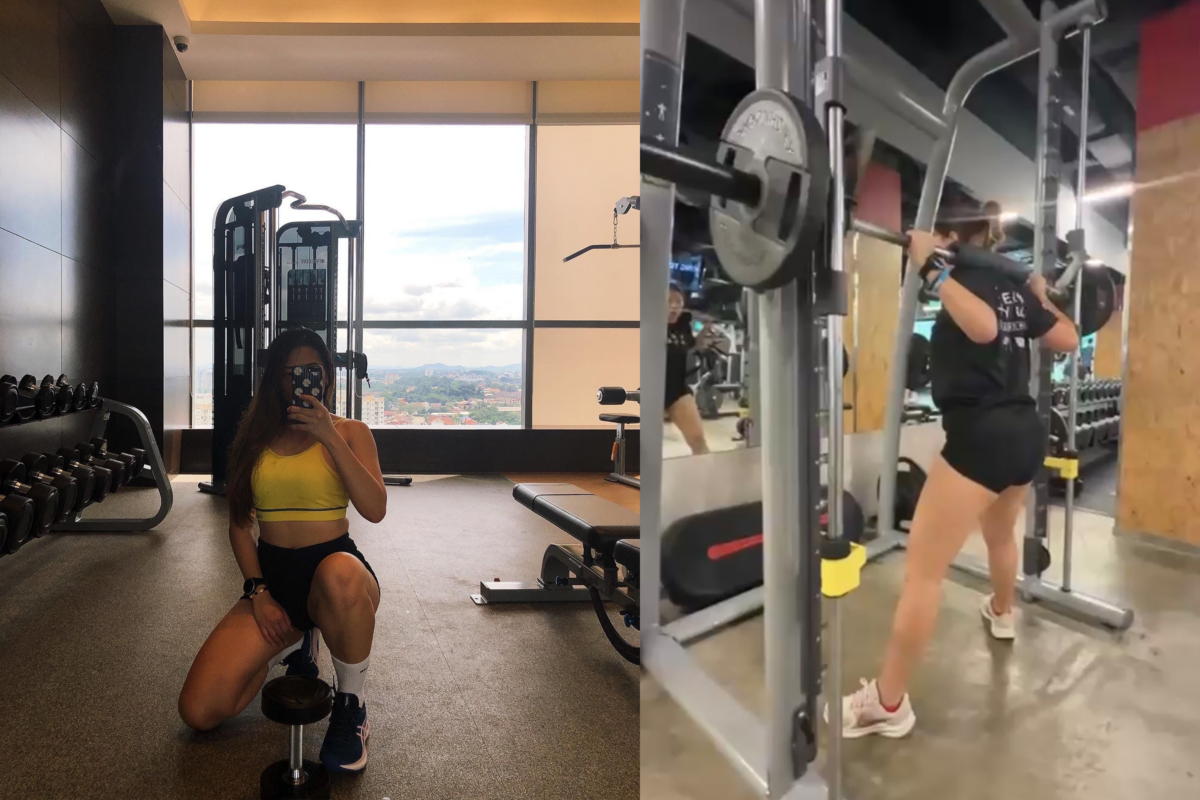 Misaki working out at the gym