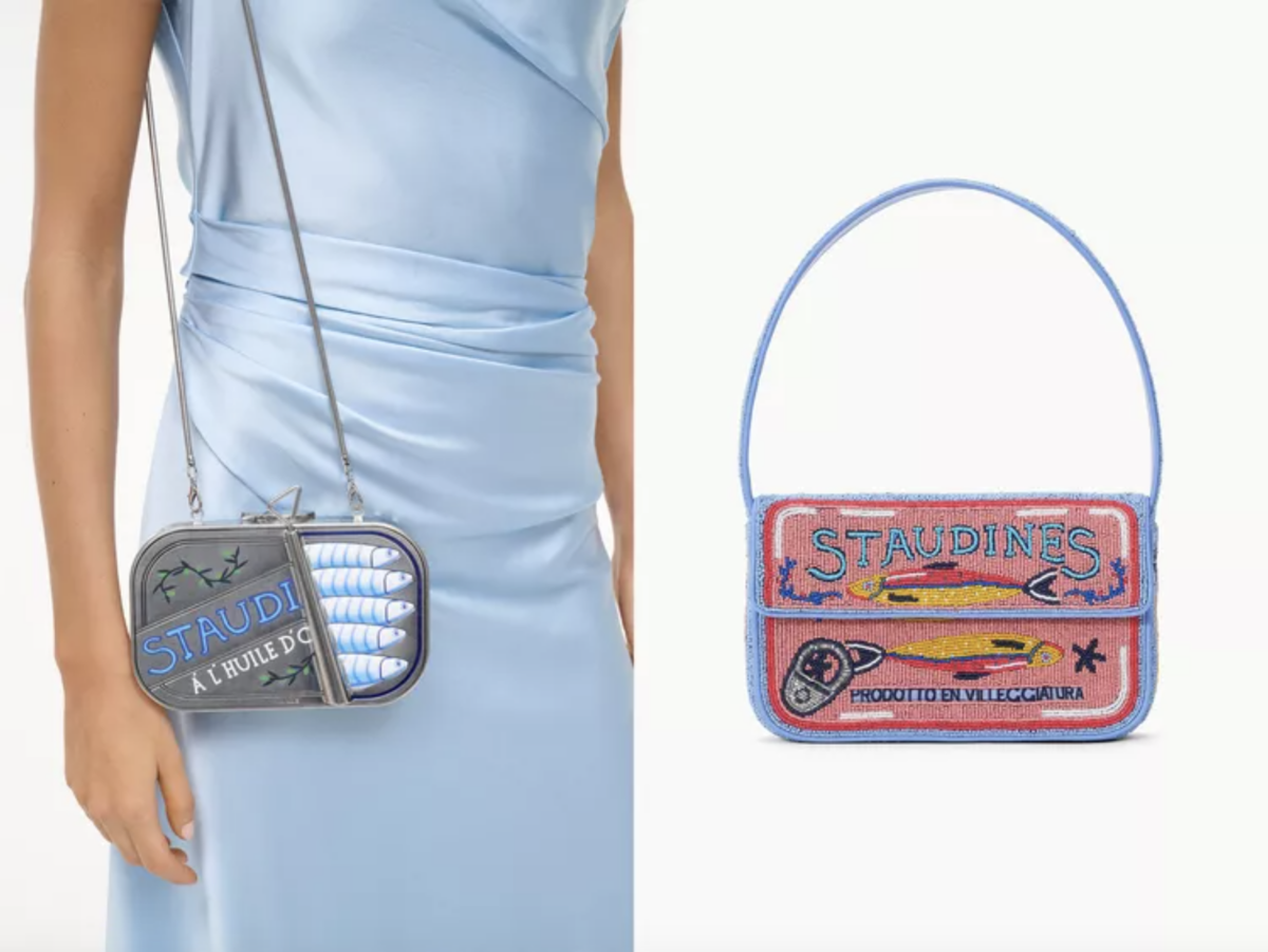 Two viral sardine tin bags from Staud