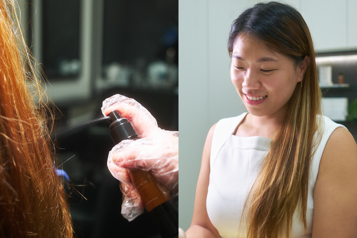 Tricho Hair Veil applied on the hair