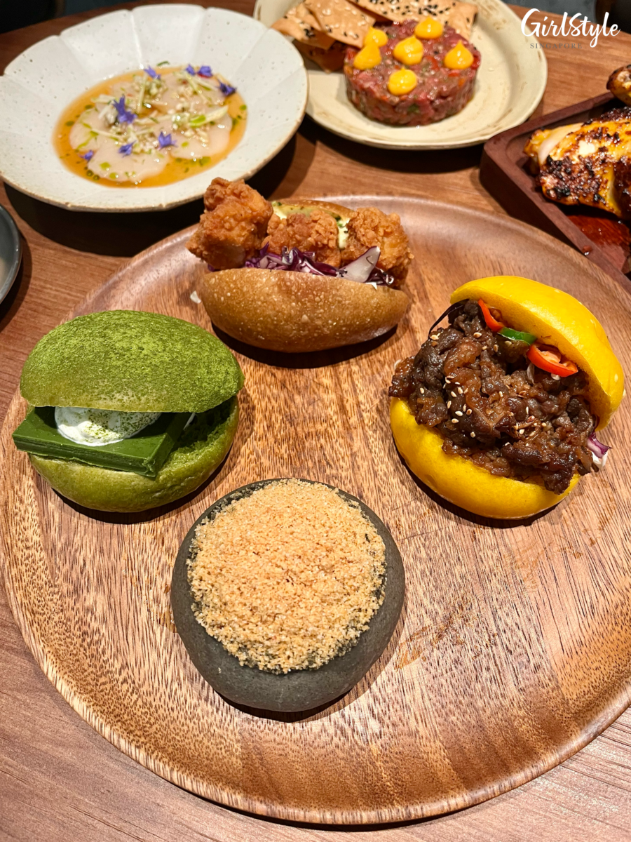 Chicken Nanban Bun, Beef Bulgogi Bun, Black Sesame Peanut Mochi Bun and Matcha Nama Bun