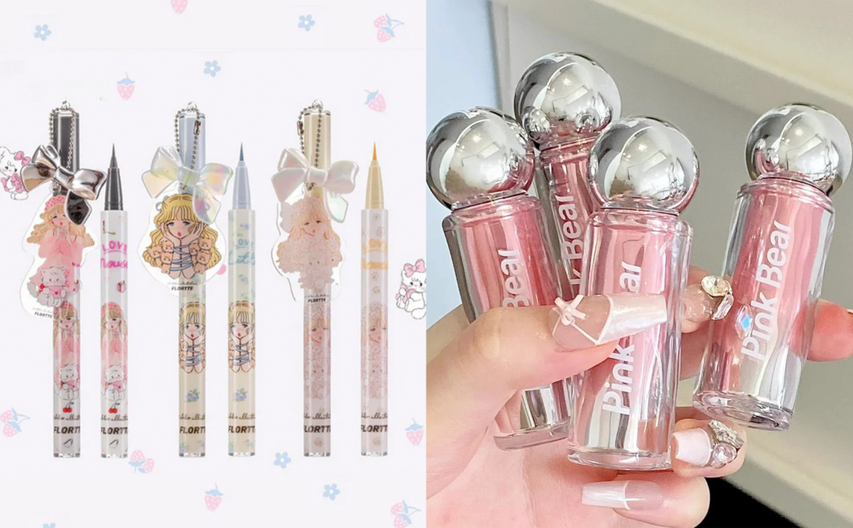 Flortte Mikko Liquid Eyeliner, Pink Bear Colored Lip Gloss