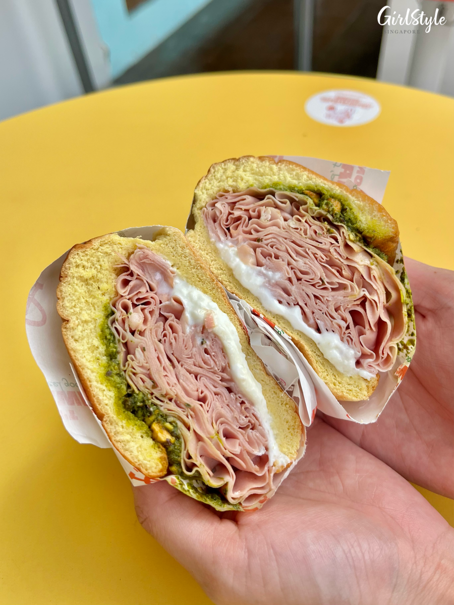 Cross-section of the Mortadel-lah sandwich