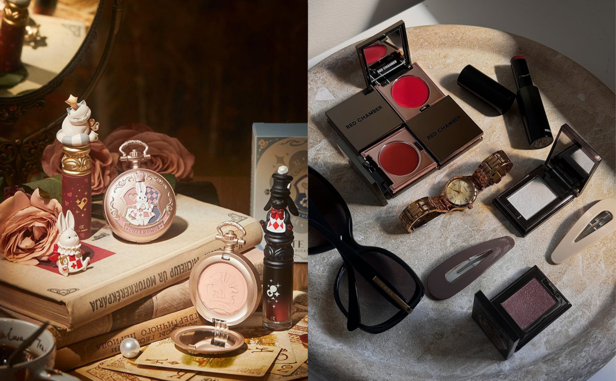 Cute Rumor Blush and Lip Creams, Red Chamber blushes and eyeshadows