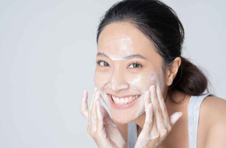 Pick a nourishing cleansing oil or micellar water, and a gentle gel or cream cleanser