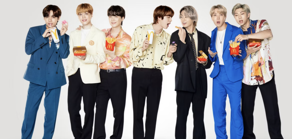BTS in their 2021 McDonald's promo outfits
