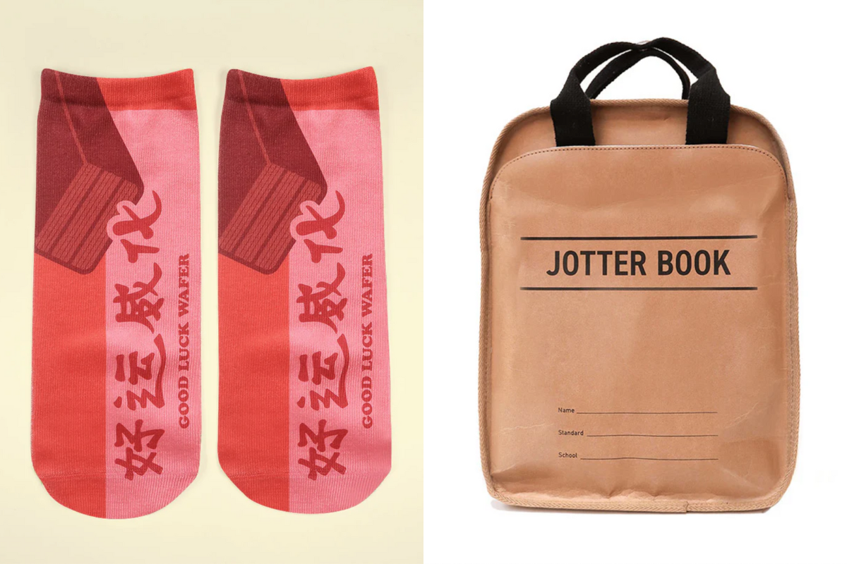 Locally inspired socks & bag