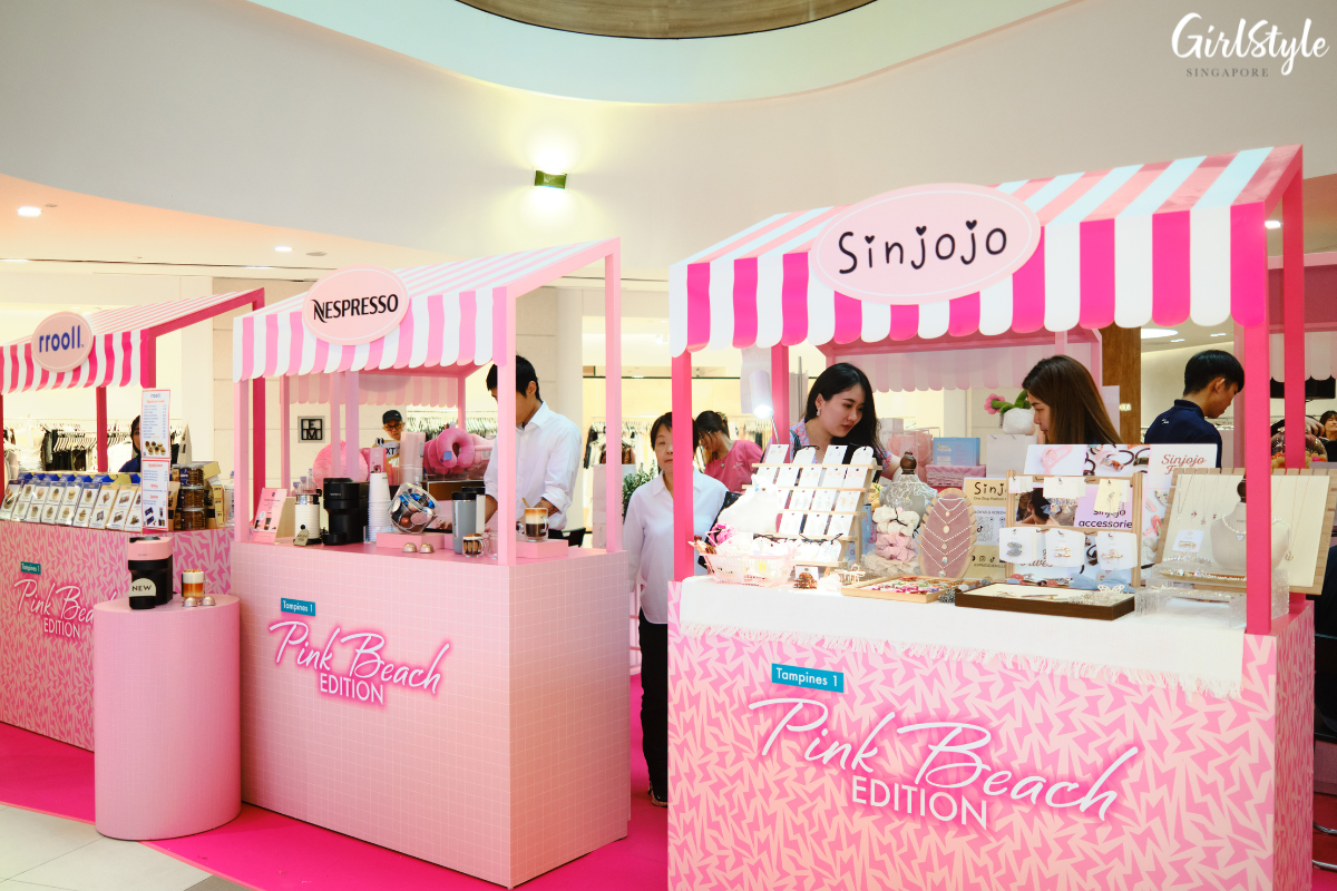 All-pink booths at Tampines 1 Lvl 1 Atrium