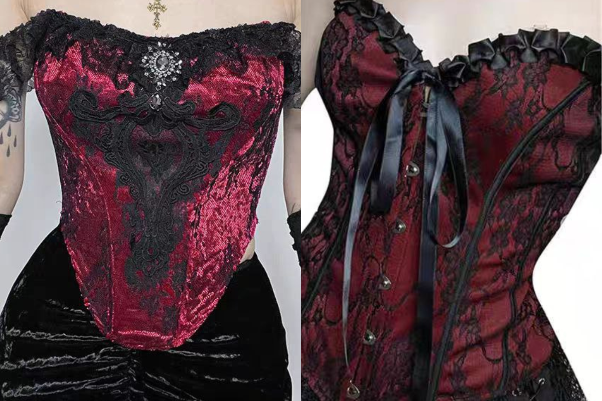 Red Satin Corset Top