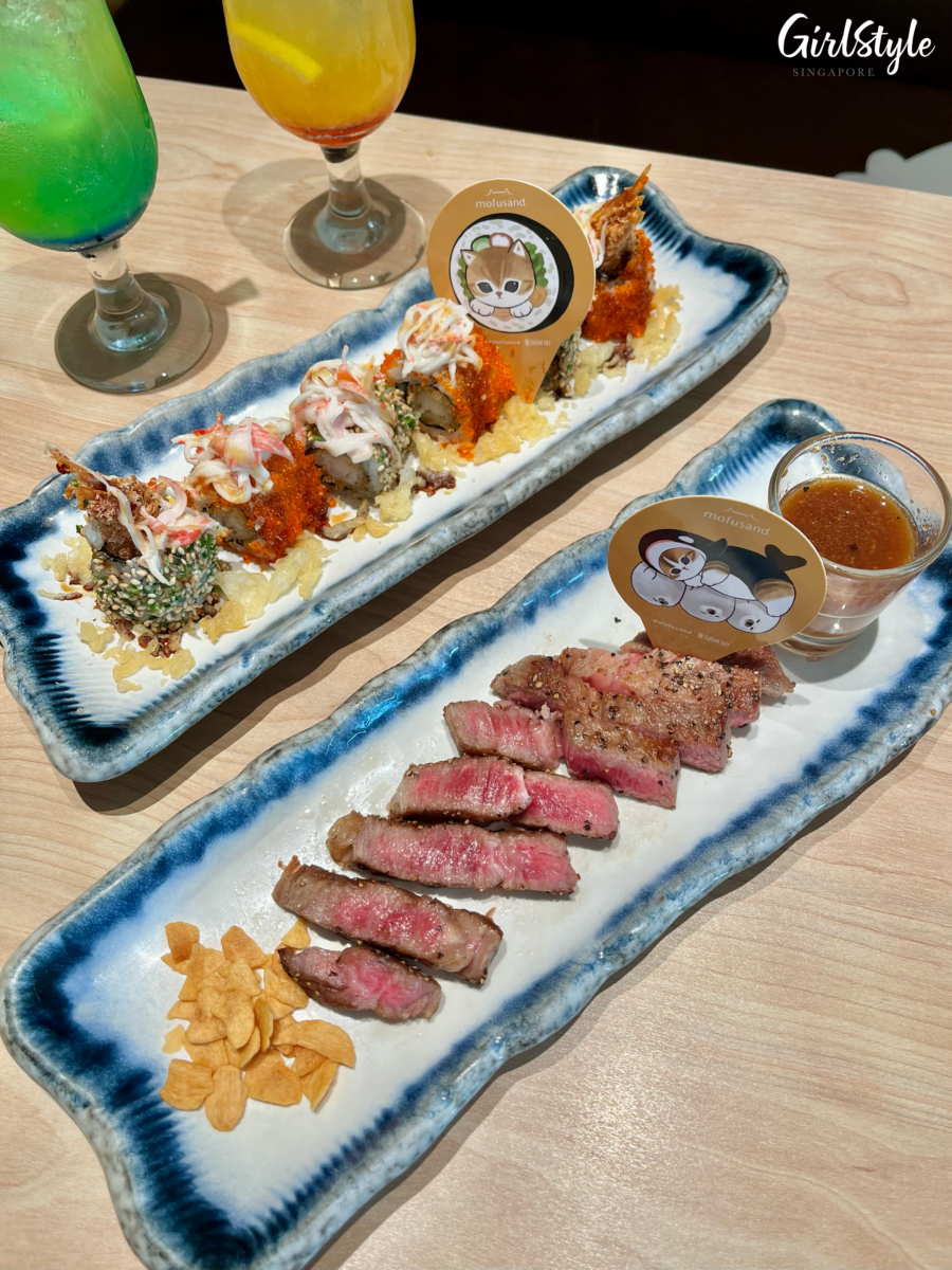 Sushi Tei x Mofusand Neko Ebi Roll and Tochigi Wagyu Steak