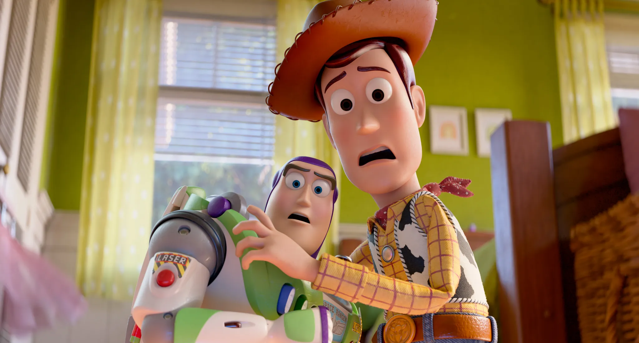 Buzz Lightyear (voiced by Tim Allen) and Woody (voiced by Tom Hanks) in Disney Pixar's 'Toy Story 5'
