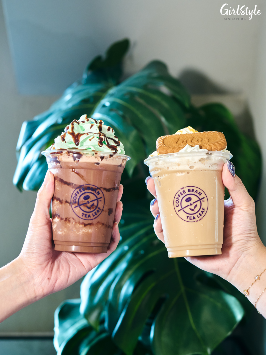 The Coffee Bean & Tea Leaf Peppermint Dark Chocolate Ice Blended® and Biscoff® Salted Caramel Ice Blended®