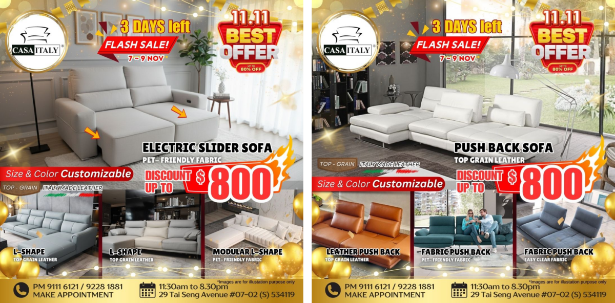 Casa Italy 11.11 Super Sale - Electric Slider Sofas and Push Back Sofas