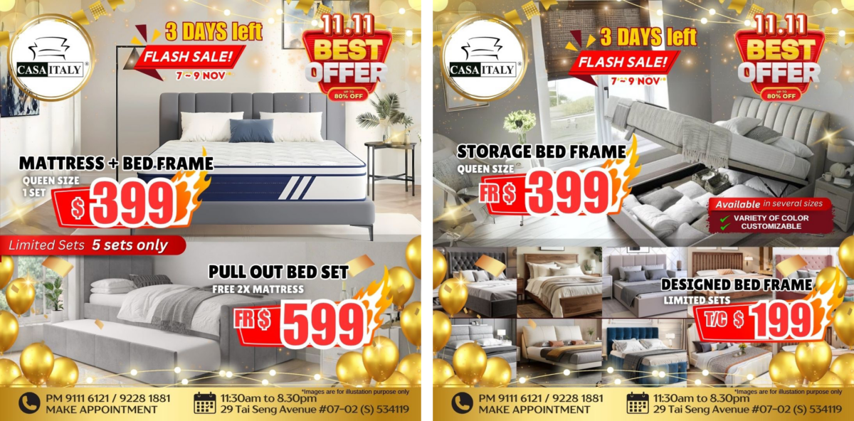 Casa Italy 11.11 Super Sale - Bed Frames and Mattresses