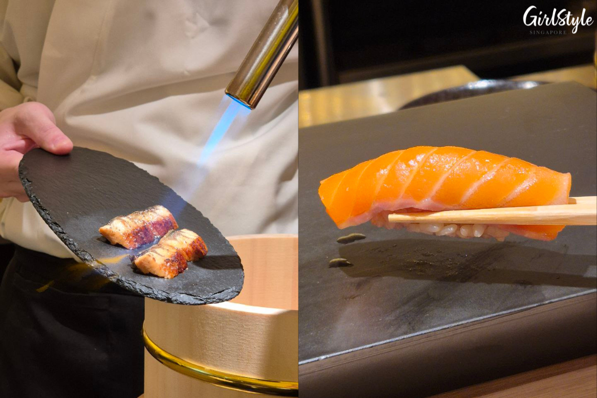 Torched Unagi and Salmon sushi