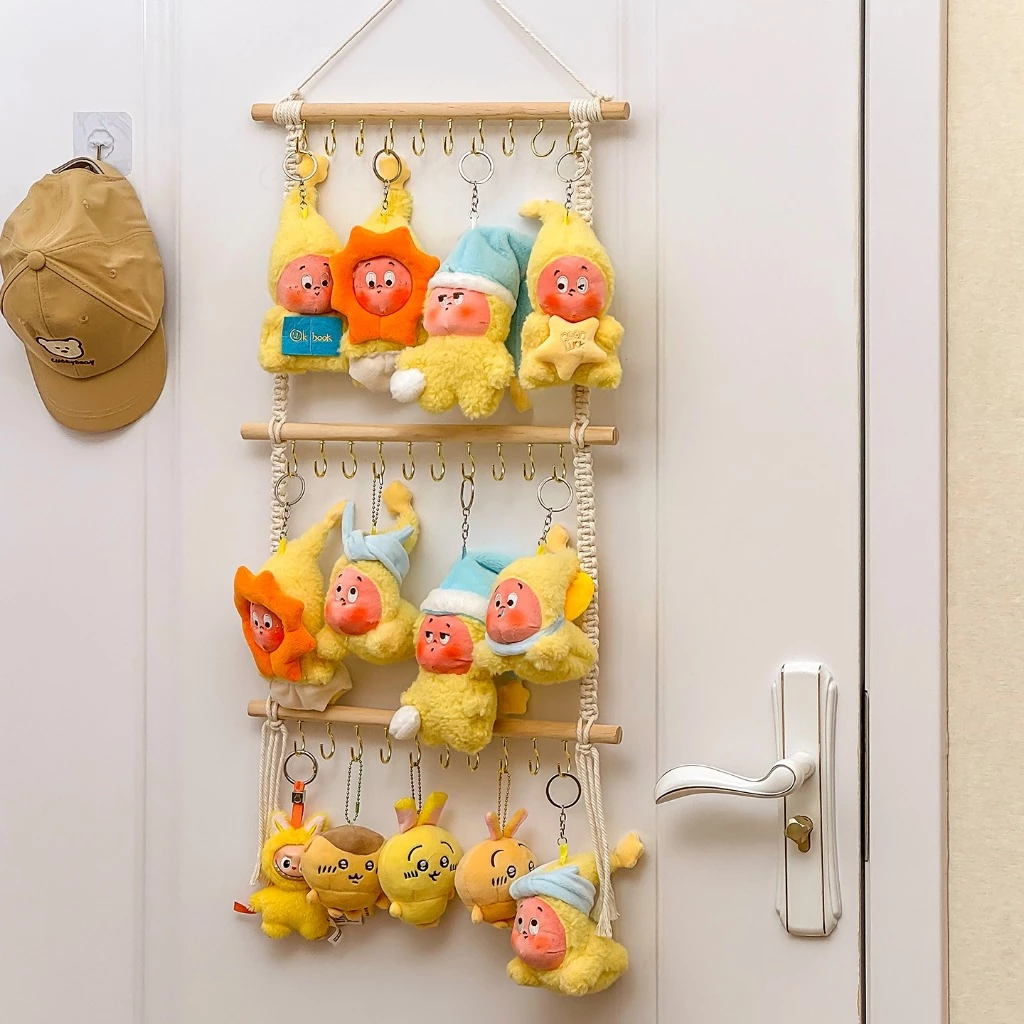 Wooden door hanger with hooks