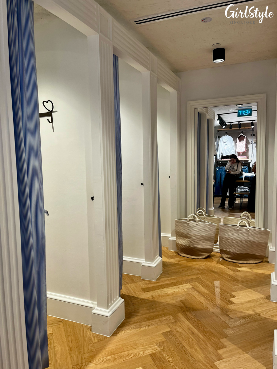 Subdued Wheelock Place store dressing rooms