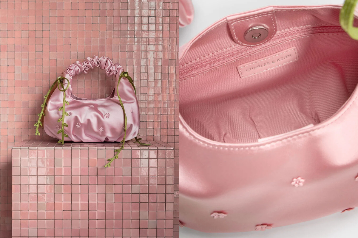 Mabel Satin Floral-Vine Hobo Bag