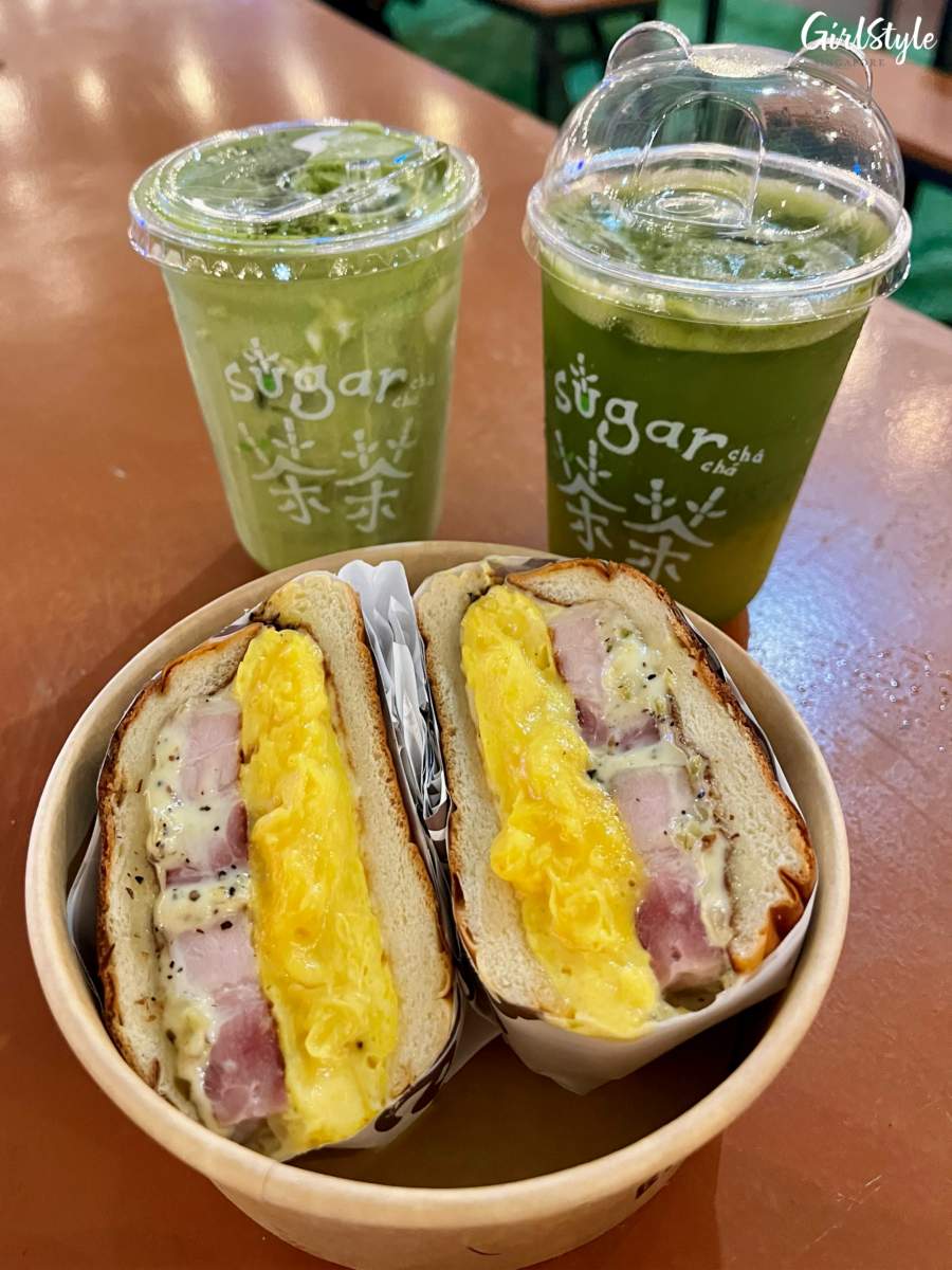 Rogue BEC Sando, Sugar Cha Cha Sugarcane Matcha and Pink Coconut Matcha Cloud