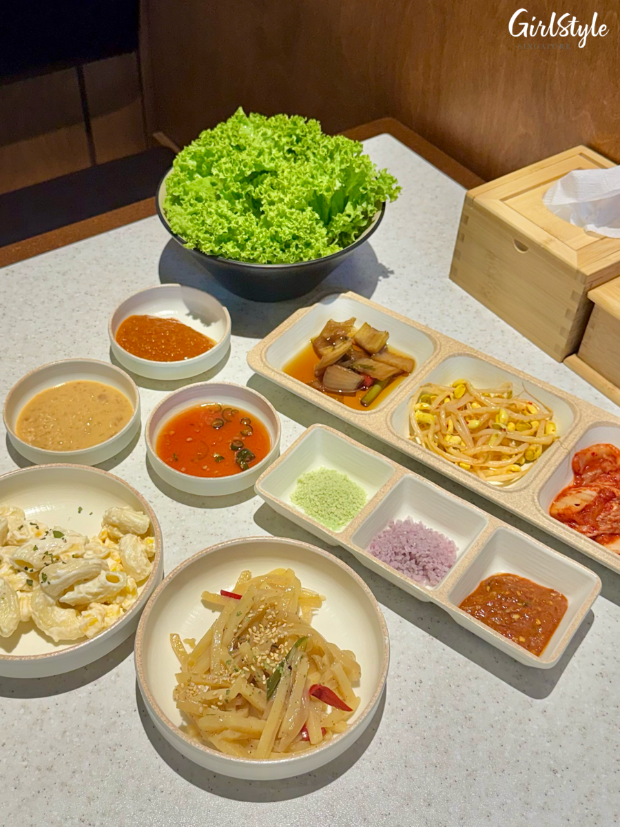 Banchan and dipping sauces at Keum Eun Don KBBQ
