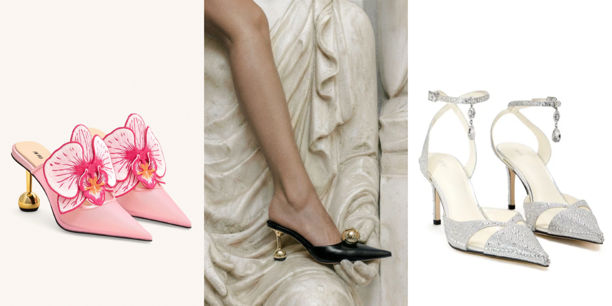 JW Pei Sofia Orchid Sphere Heel Mules, Ellie Sphere Heel Mules, Haidi Artificial Crystal Pumps