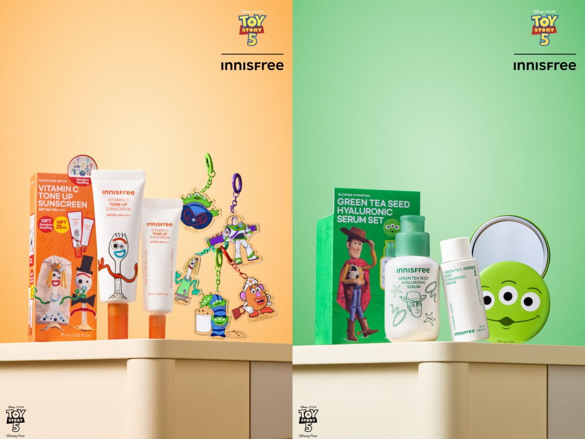 INNISFREE x Toy Story 5 Vitamin C Tone Up Sunscreen Set and Green Tea Seed Hyaluronic Serum Set