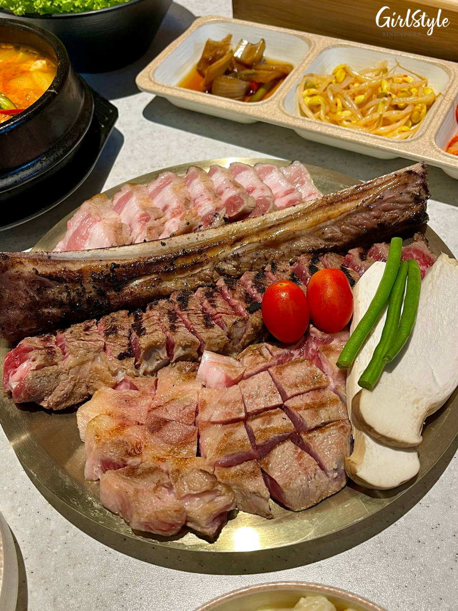 Prime Beef Short Ribs, Pork Belly, and Pork Collar at Keum Eun Don KBBQ