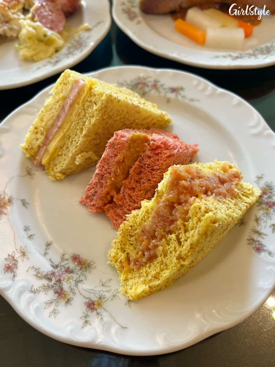 Finger Sandwiches - Otah Otah Butter, Luncheon Meat & Egg Omelette, Chicken Bak Kwa & Cheddar Cheese