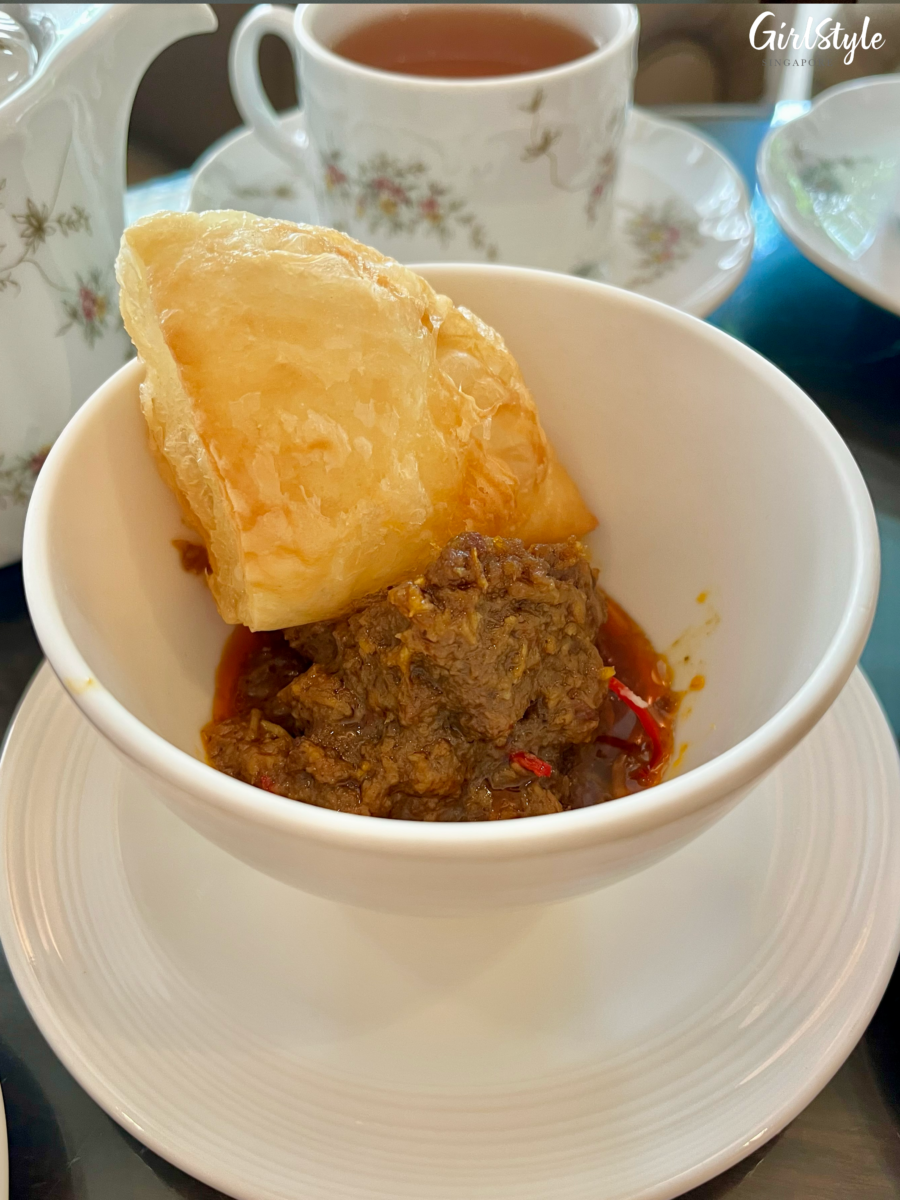 Beef Rendang with Kaffir Lime Leaves & Toasted Coconut with Crispy Prata