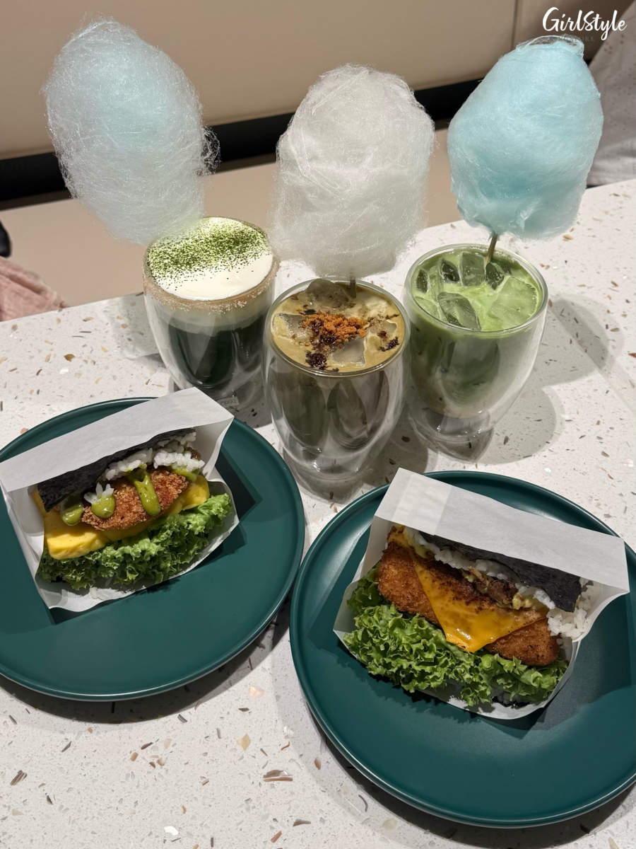 Matchaya Tea Studio Cloud Series and Rice Burgers